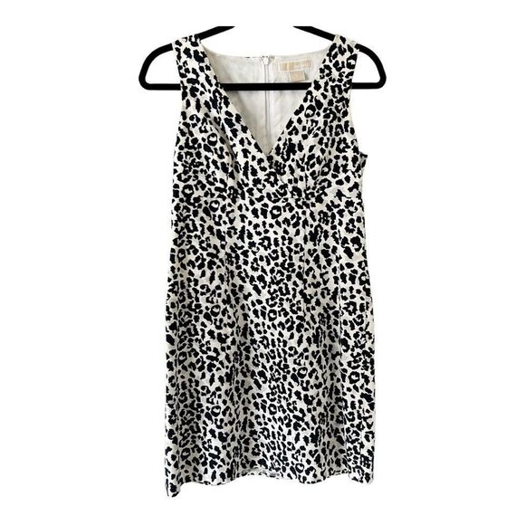 Michael Kors Sleeveless Textured Cross Front Animal Print Sheath Dress Size 4 - Picture 1 of 9